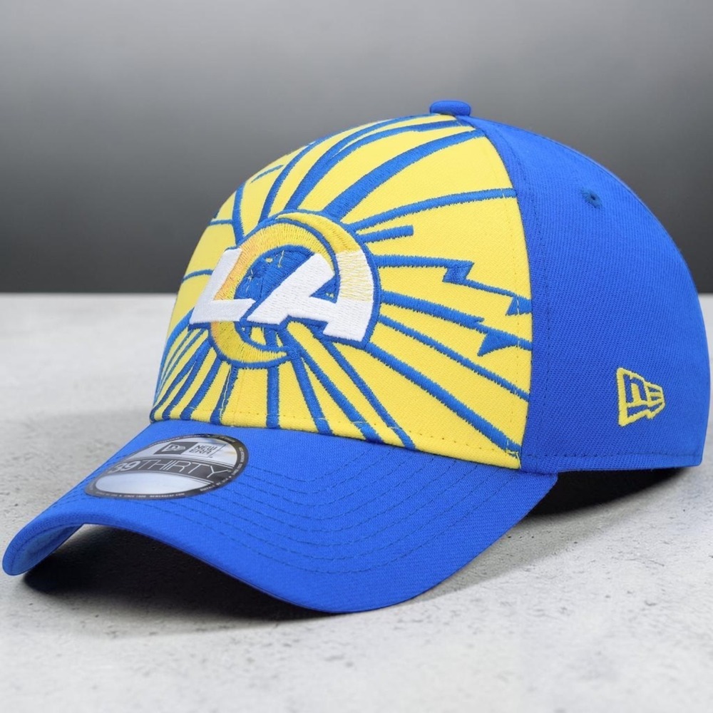 Los Angeles Rams Shattered Flex Hat New Era Gold Royal 39THIRTY NFL Size M/L NEW